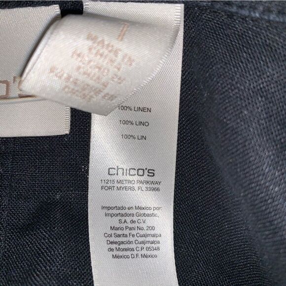 🆕 NEW CHICO'S Linen Blazer Women's Medium Black Summer Jacket Lightweight Beach - Picture 7 of 10